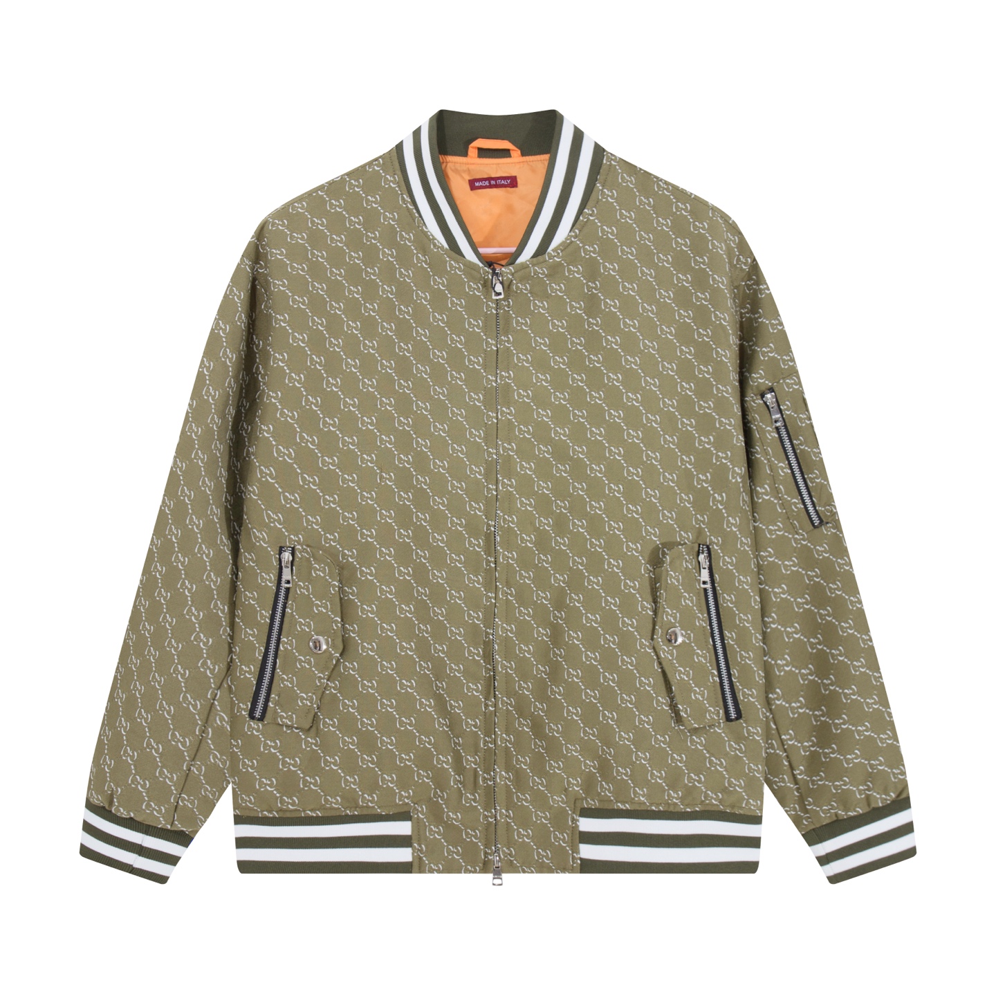 Stylish jacquard stand-collar zip-up jacket