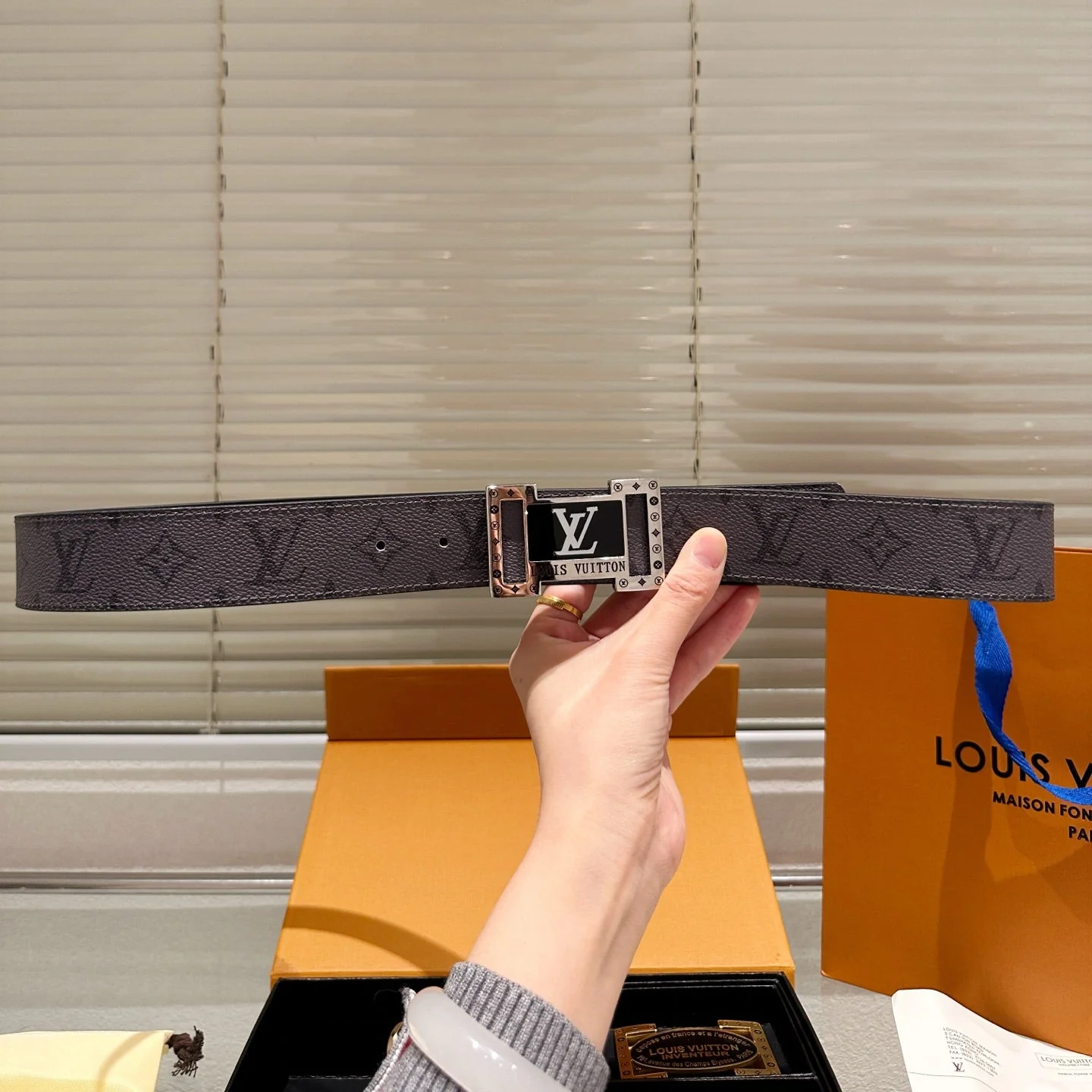 Men's Printed Belt with Double Buckle Gift Box