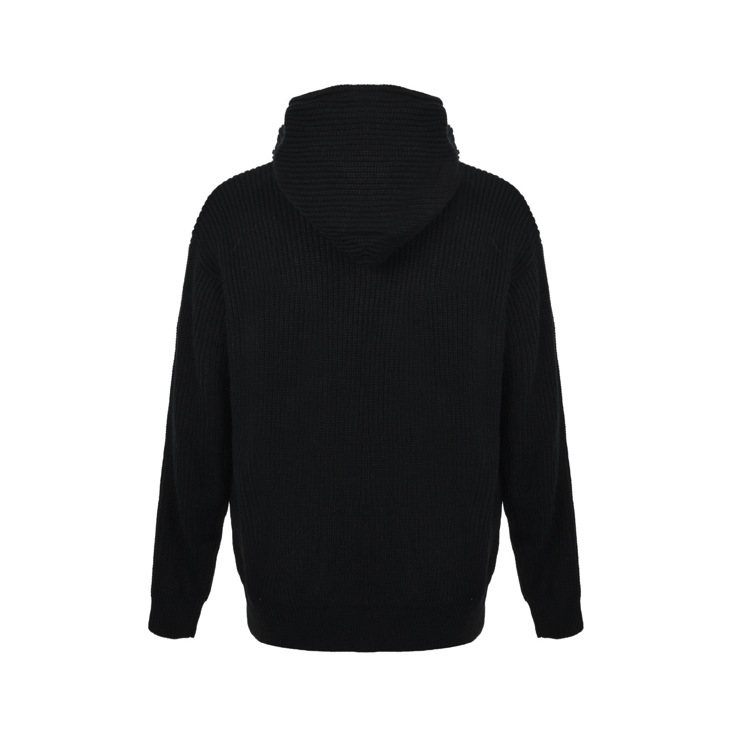 Leather patch wool hooded sweater