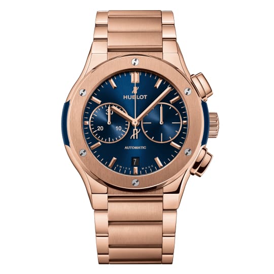 Hublot Classic Fusion Blue Chronograph King Gold Bracelet Ref. # 520.OX.7180.OX
