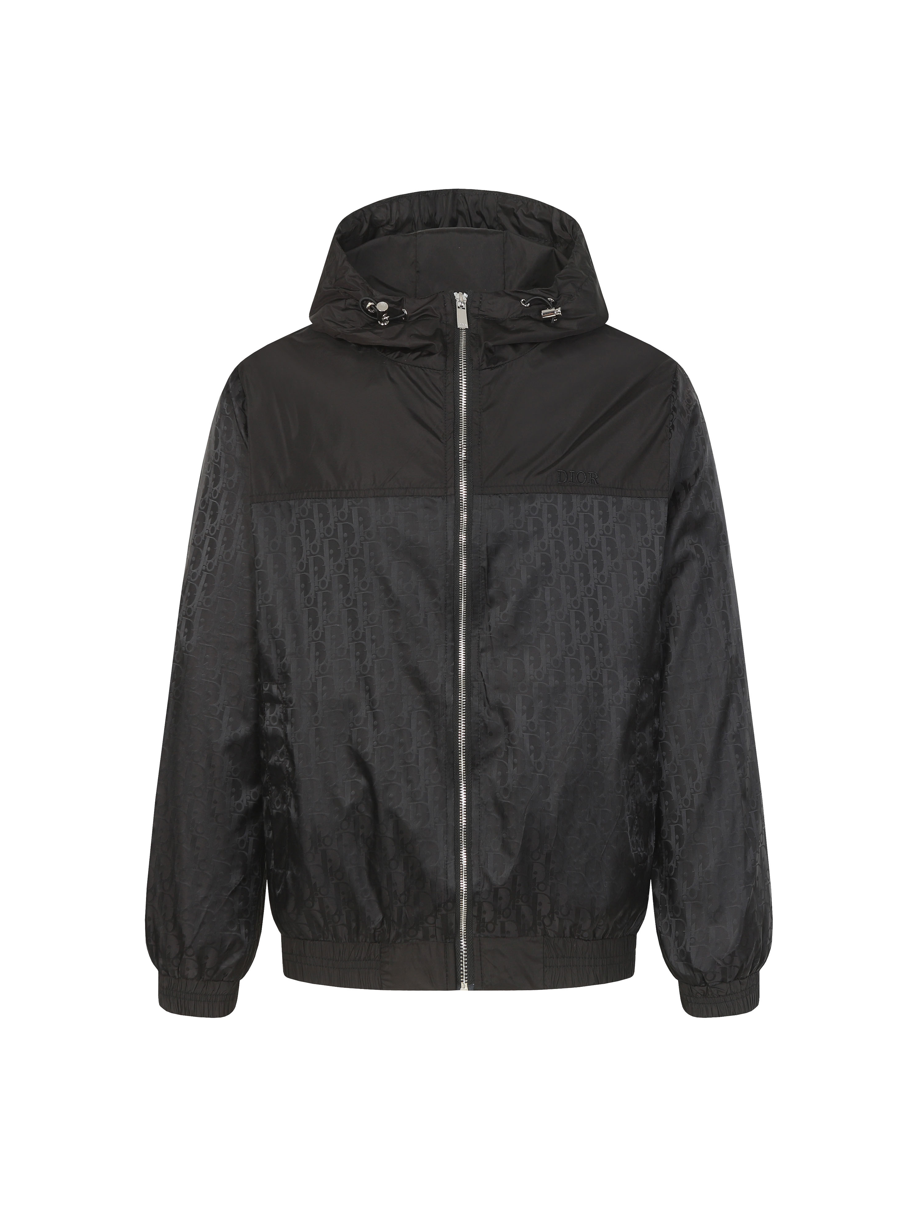 All-over print patchwork hooded jacket