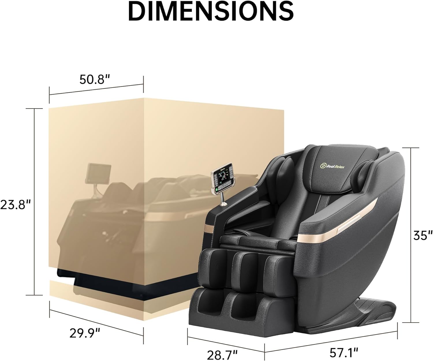 Real Relax 2024 Massage Chair, Full Body Massage Zero Gravity Mode, with Foot Massage, Bluetooth, LCD, Waist Heater, Black