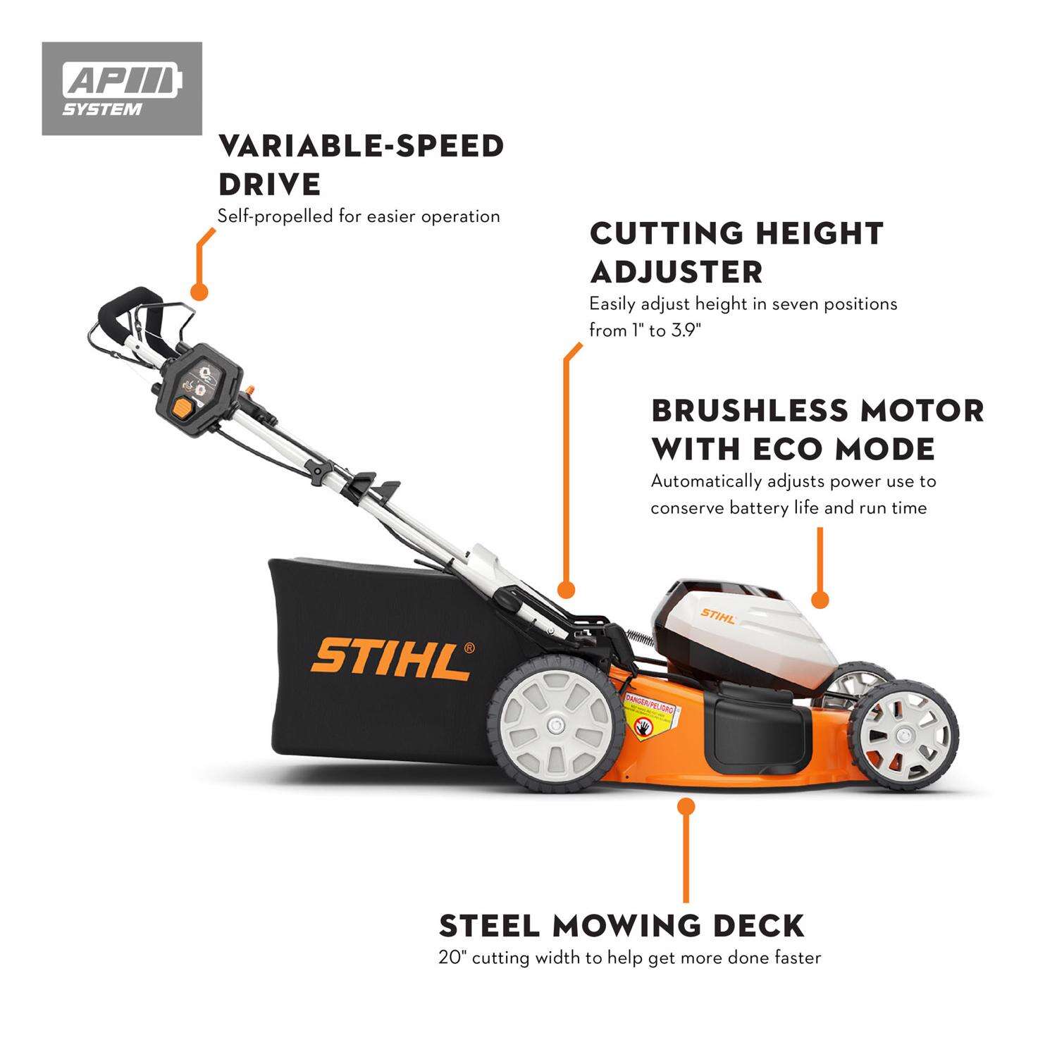 STIHL RMA 510 V 21 in. 36 V Battery Self-Propelled Lawn Mower Tool Only