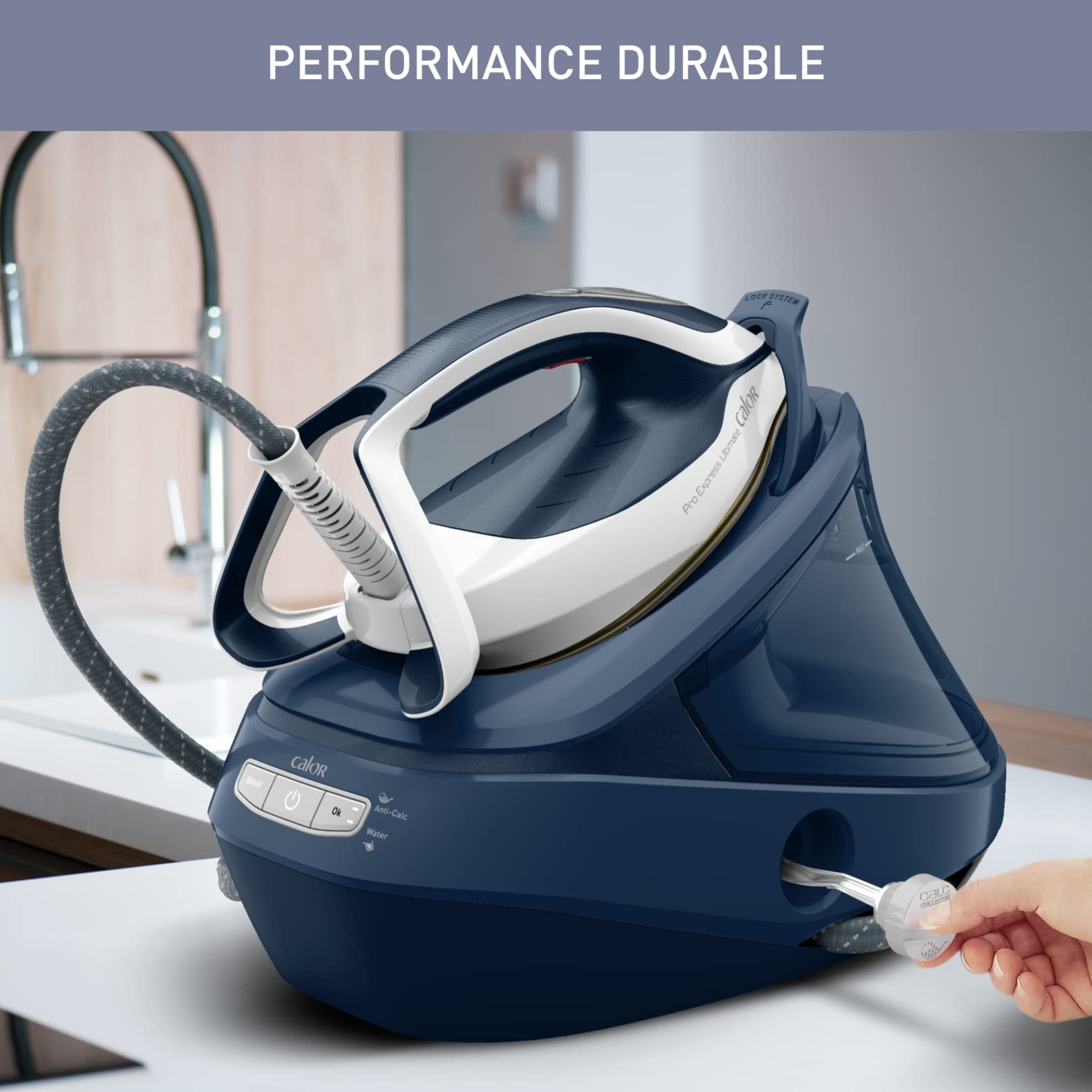 Calor Pro Express Ultimate Steam Generator 170 g/min, Pressure 8 bars, Pressing 590 g/min, 3 simple modes, Long-lasting performance, Vertical steaming, Made in France GV9720C0