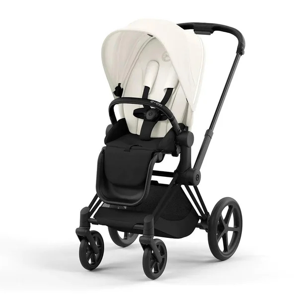 Cybex Priam V4 stroller set in white with frame matte black