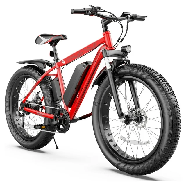 Gocio 26 4.0 Fat Tire Electric Bike for Adults, 500W Adults E Bike, 48V 13Ah Removable Li-Ion Battery, Professional 7-Speed, Electric Mountain Bicycle Beach Bike Snow Bike Ebike for Men