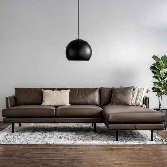 L-Shaped Sofa, Dark Chestnut