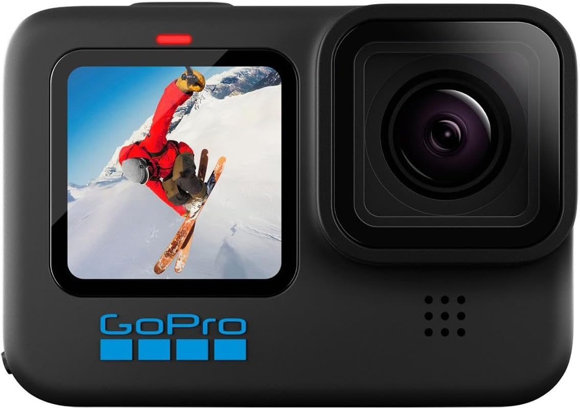 GoPro HERO10 Black - Waterproof Action Camera with Front LCD and Touch Rear Screens, 5.3K60 Ultra HD Video, 23MP Photos, 1080p Live Streaming, Webcam, Stabilization