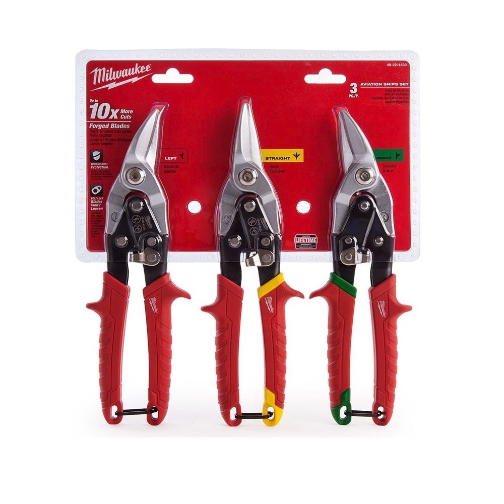 MILWAUKEE 3 Piece Aviation Tin Snip Set 48224533
