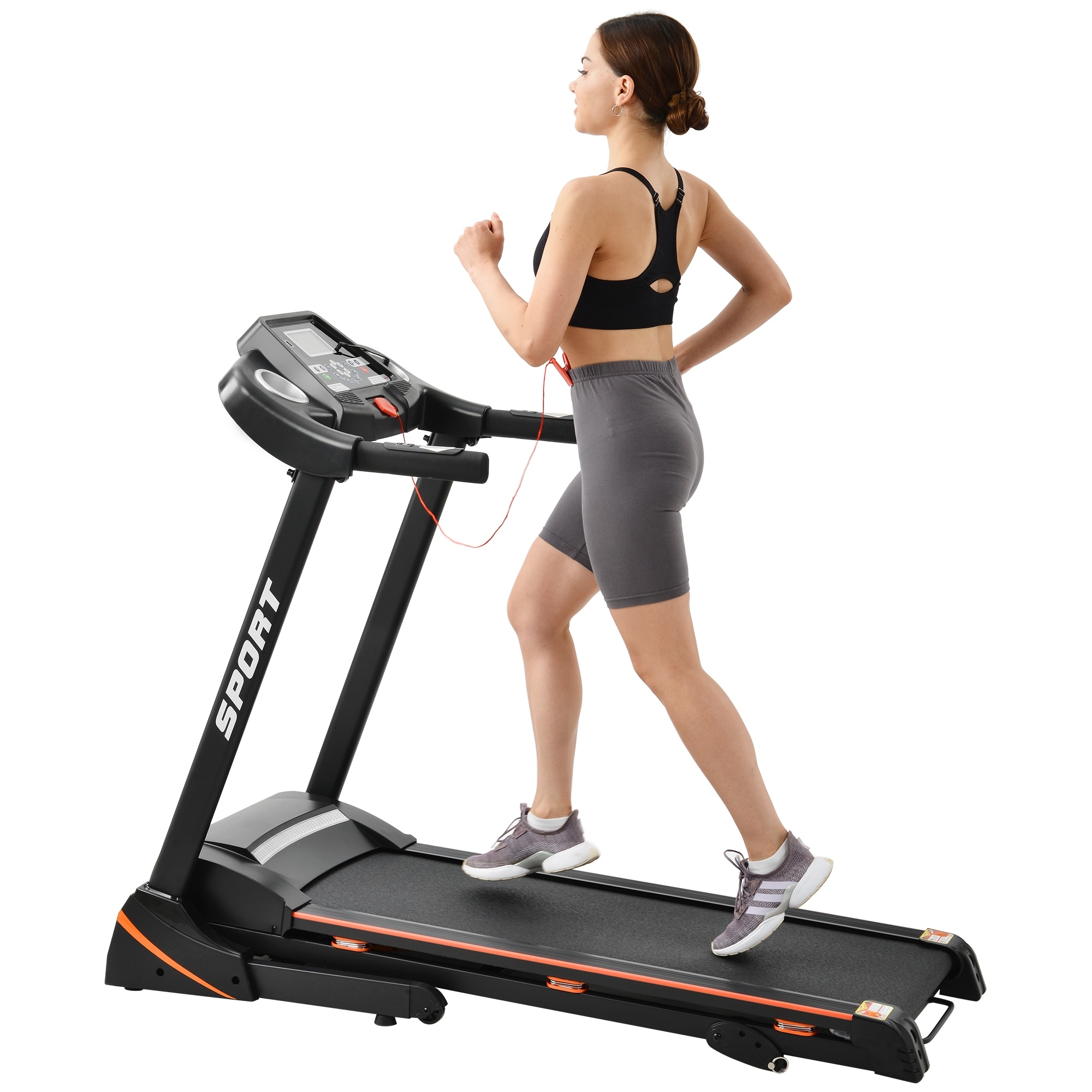 Folding Electric 3.5HP Treadmill With Incline Medium Running Machine Motorised LCD Gym 330lbs