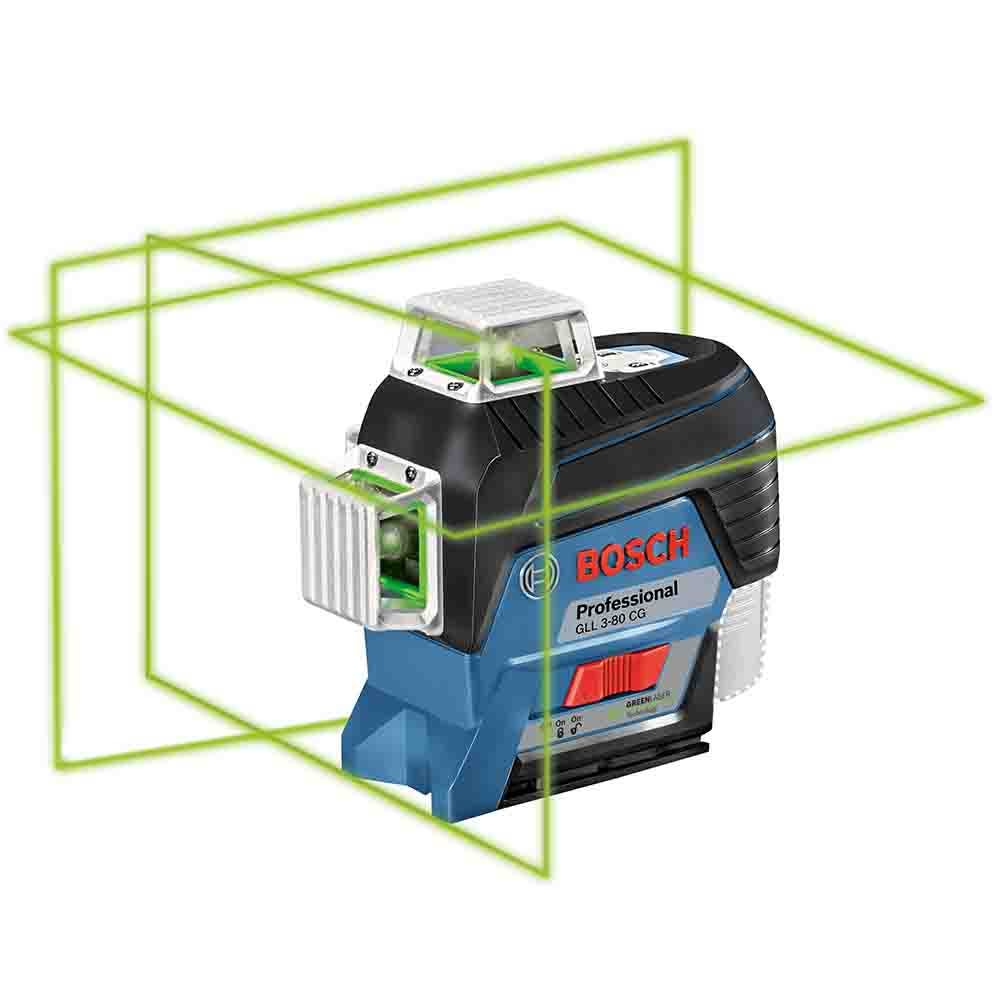 BOSCH 3 x 360° Multi-Line Laser Level Green Beam with Bluetooth GLL3-80CG