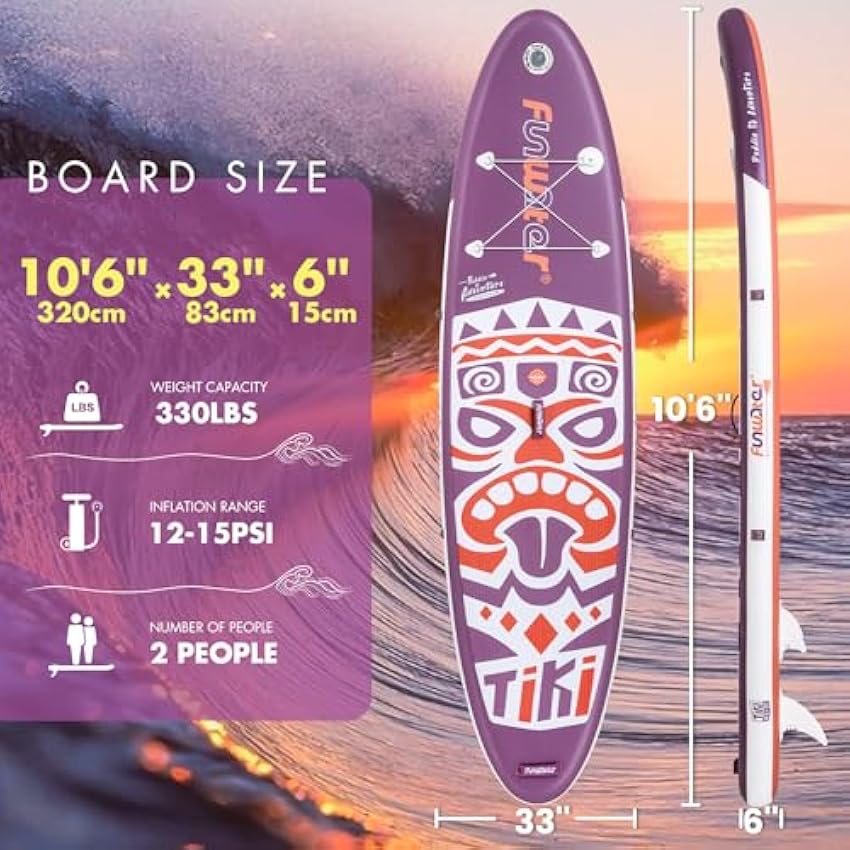 FunWater Inflatable Stand Up Paddle Board with Premium SUP Paddleboard Accessories, Wide Stable Anti-Slip EVA Deck, Paddle Boards for Adults & Youth of All Skill Levels