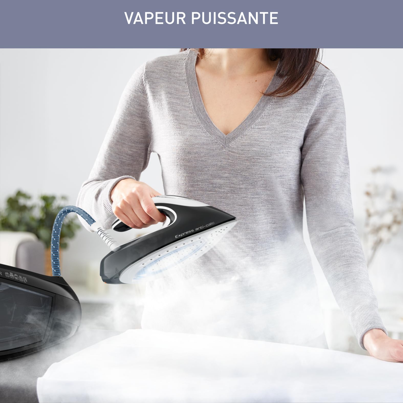 Calor Express Anti-calc Steam Generator, Pressing Function 450 g/min, Exclusive Limescale Collector, No-Adjustment Technology SV8055C0