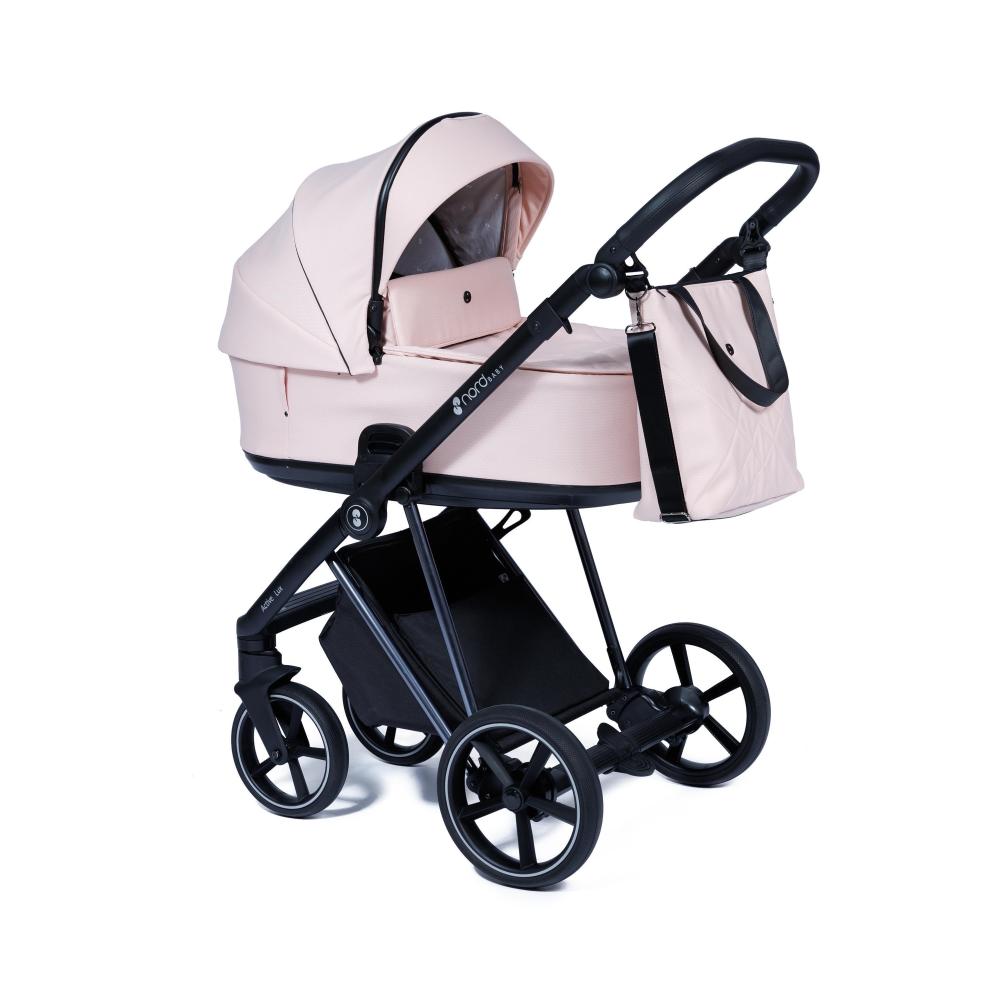 Nordbaby Active Lux stroller set peony beige, chrome frame