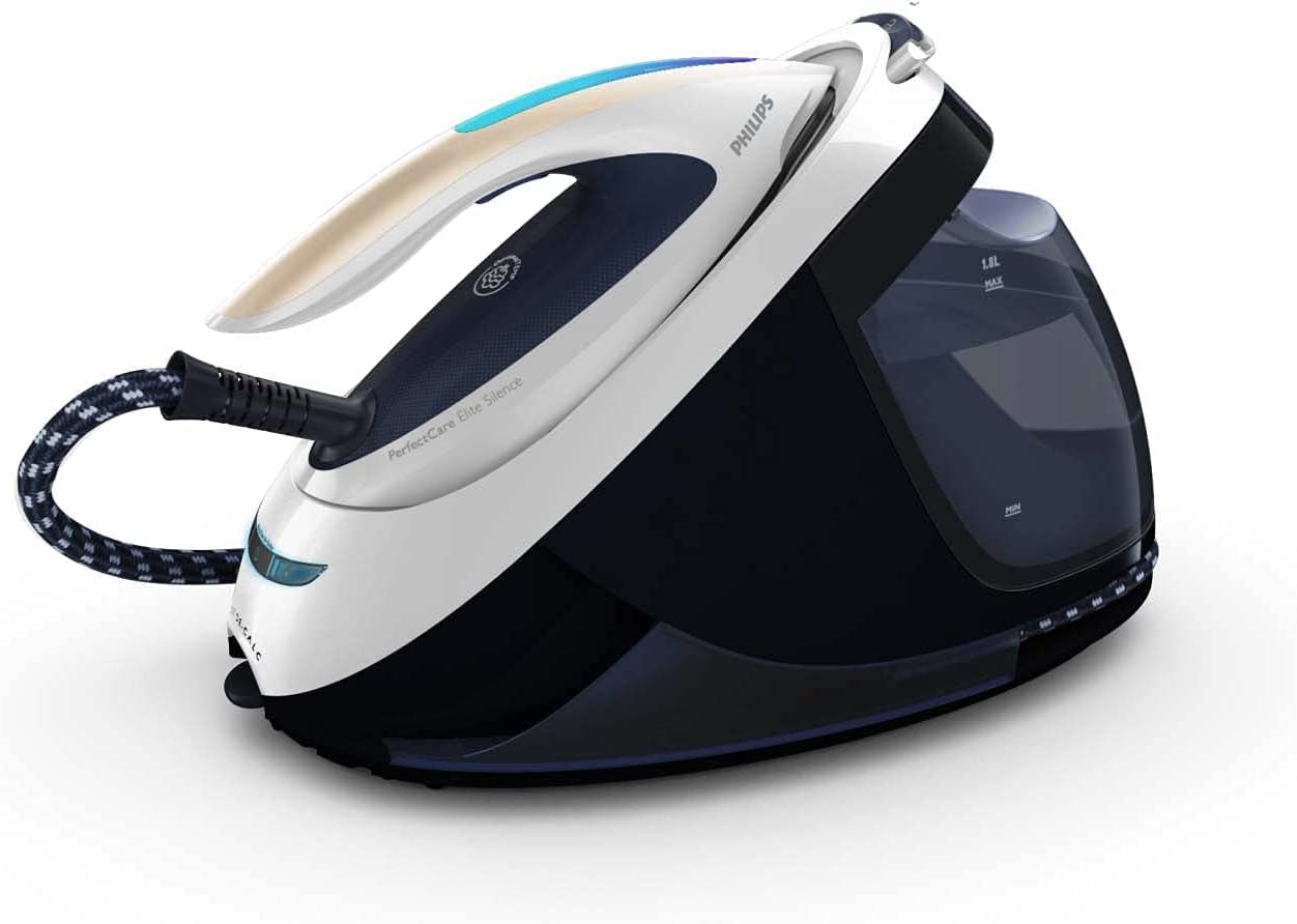 Philips PerfectCare Elite Steam Generator - 2700W, Pressing Effect 520 g, 7.5 Bar, OptimalTEMP Technology, ECO Mode, T-IonicGlide, Blue/White (GC9635/20)