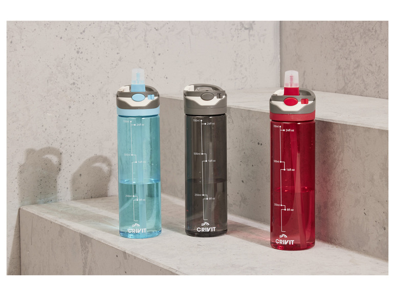 CRIVIT Trinkflasche, Einhand-Bedienung, mit ausklappbarem Mundstück