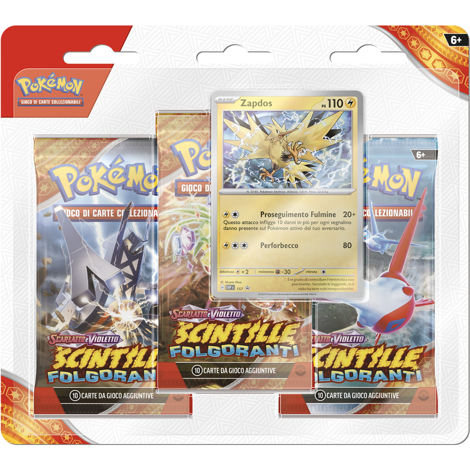 Pokemon scarlatto e violetto scintille folgoranti 3 pack blister assortito