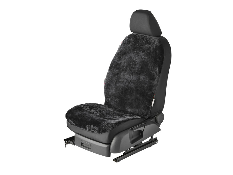 ULTIMATE SPEED® 2er Set Lammfell-Autositzbezug, mit Tunnelzugsystem, schwarz