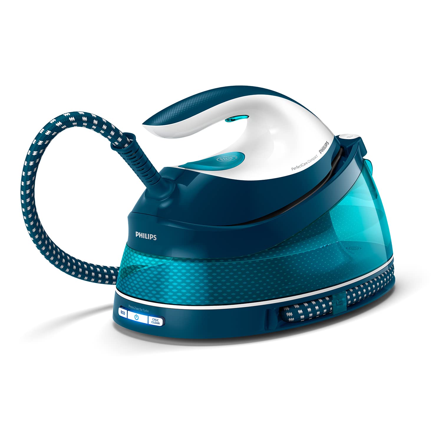 Philips PerfectCare Compact Plus Steam Generator - 2400W, 400g, 6.5 bar pressure, OptimalTEMP technology, 1.5 L tank, Blue/White (GC7844/20)