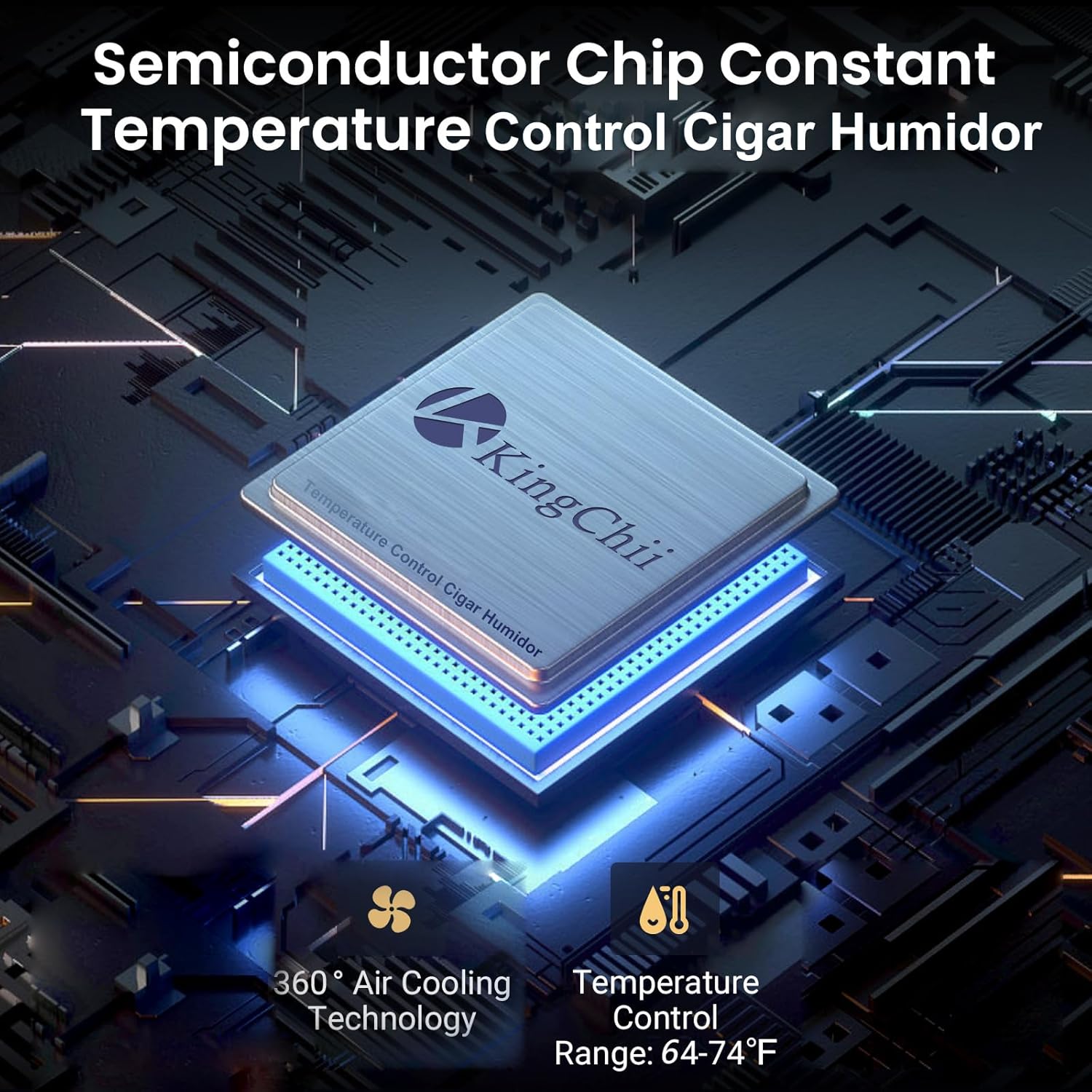 KingChii 48L Cigar Humidor Cabinet Cooling, Heating & Humidity Control System, Humidor Cabinet with Spanish Cedar Wood Shelves & Hygrometer (4 Layers 300 Capacity)