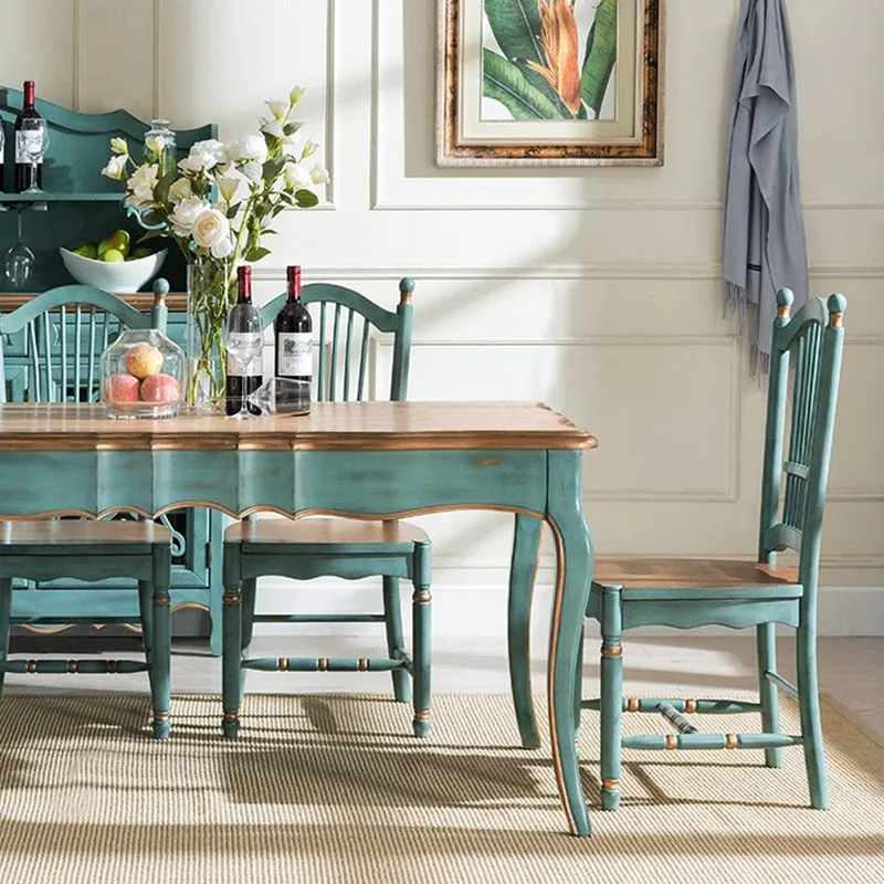 Solid wood dining table and chair combination of European dining table Mediterranean style-1.8m