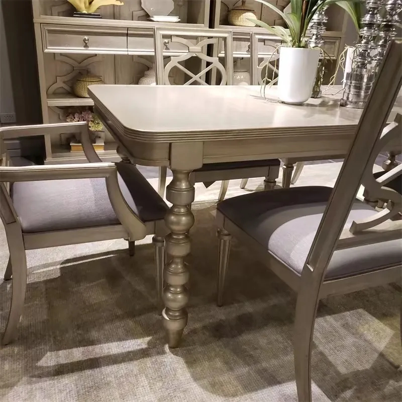 Solid wood table light luxury champagne small unit dining table and chair combination rectangular dining table · dining table 140*80*76㎝