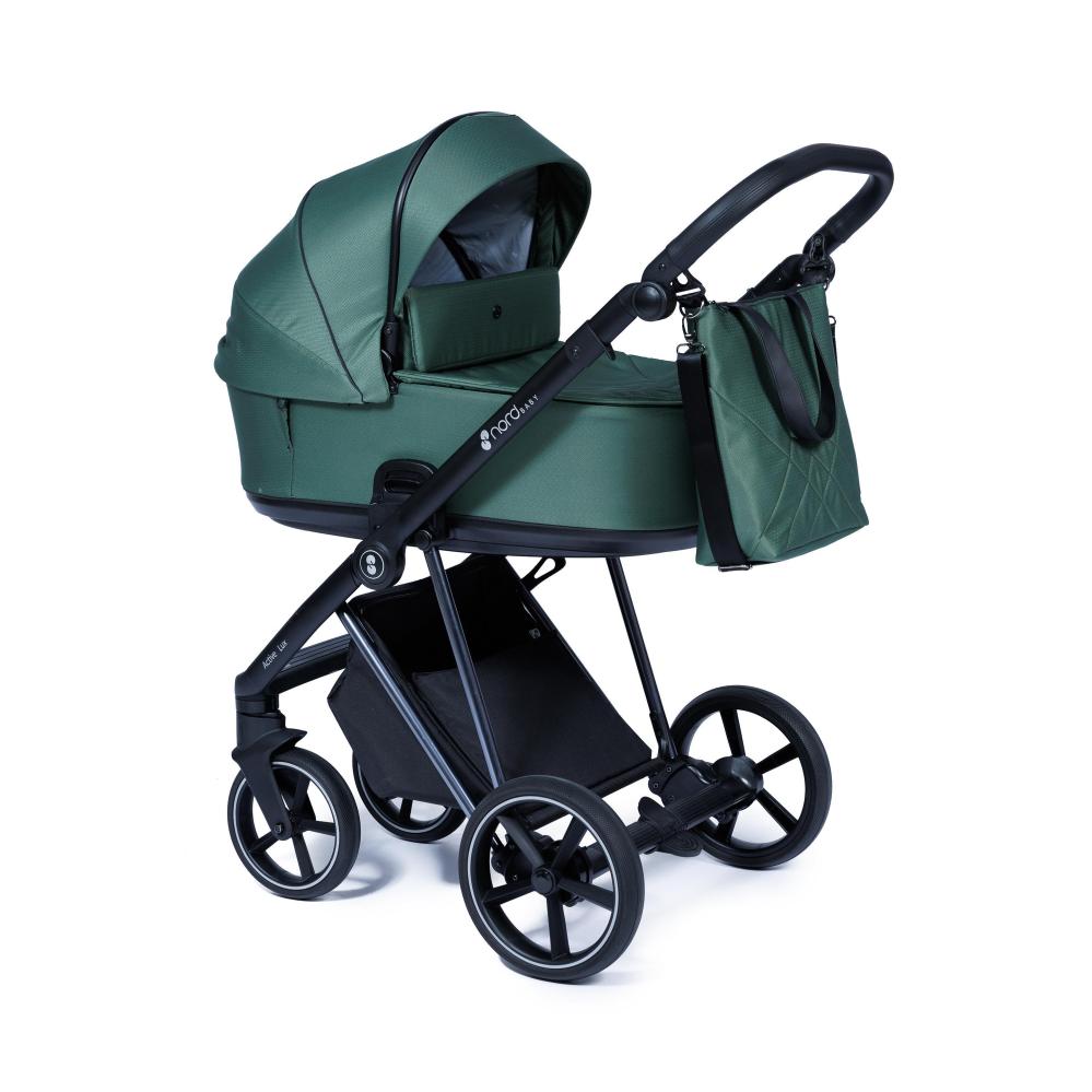 Nordbaby Active Lux stroller set jungle green, chrome frame