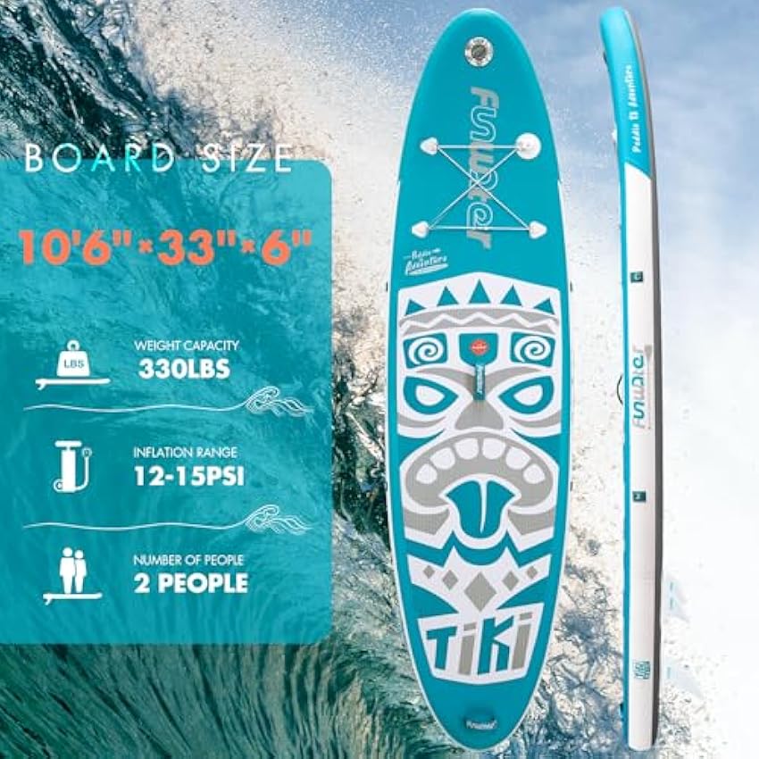 FunWater Inflatable Stand Up Paddle Board with Premium SUP Paddleboard Accessories, Wide Stable Anti-Slip EVA Deck, Paddle Boards for Adults & Youth of All Skill Levels