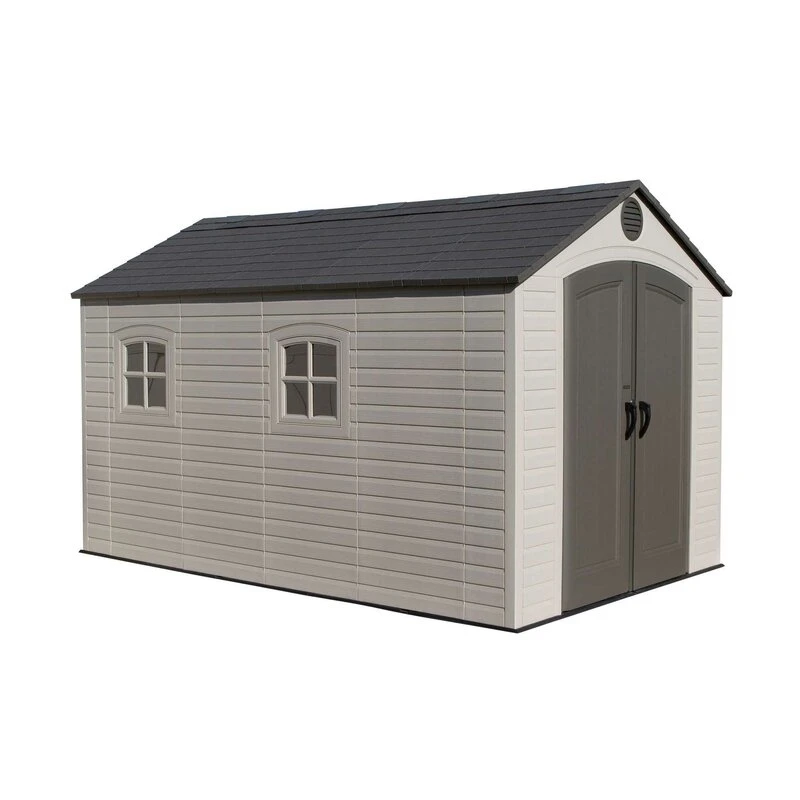 8' wide x 12.5' deep plastic storage shed