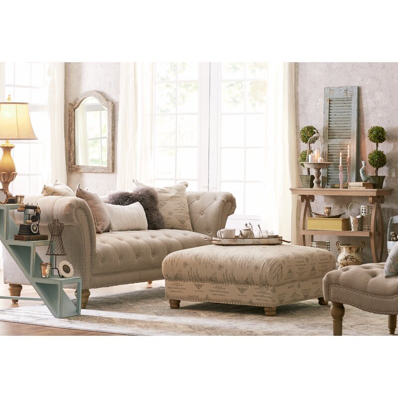 Haley 90.1&rdquo; Rolled Arm Chesterfield Sofa
