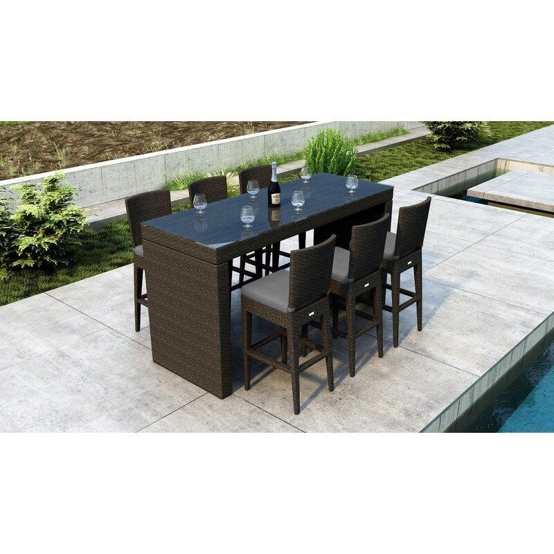 Glen Ellyn Rectangular 6 - Person 78.75'' Long Bar Height Dining Set with Cushions