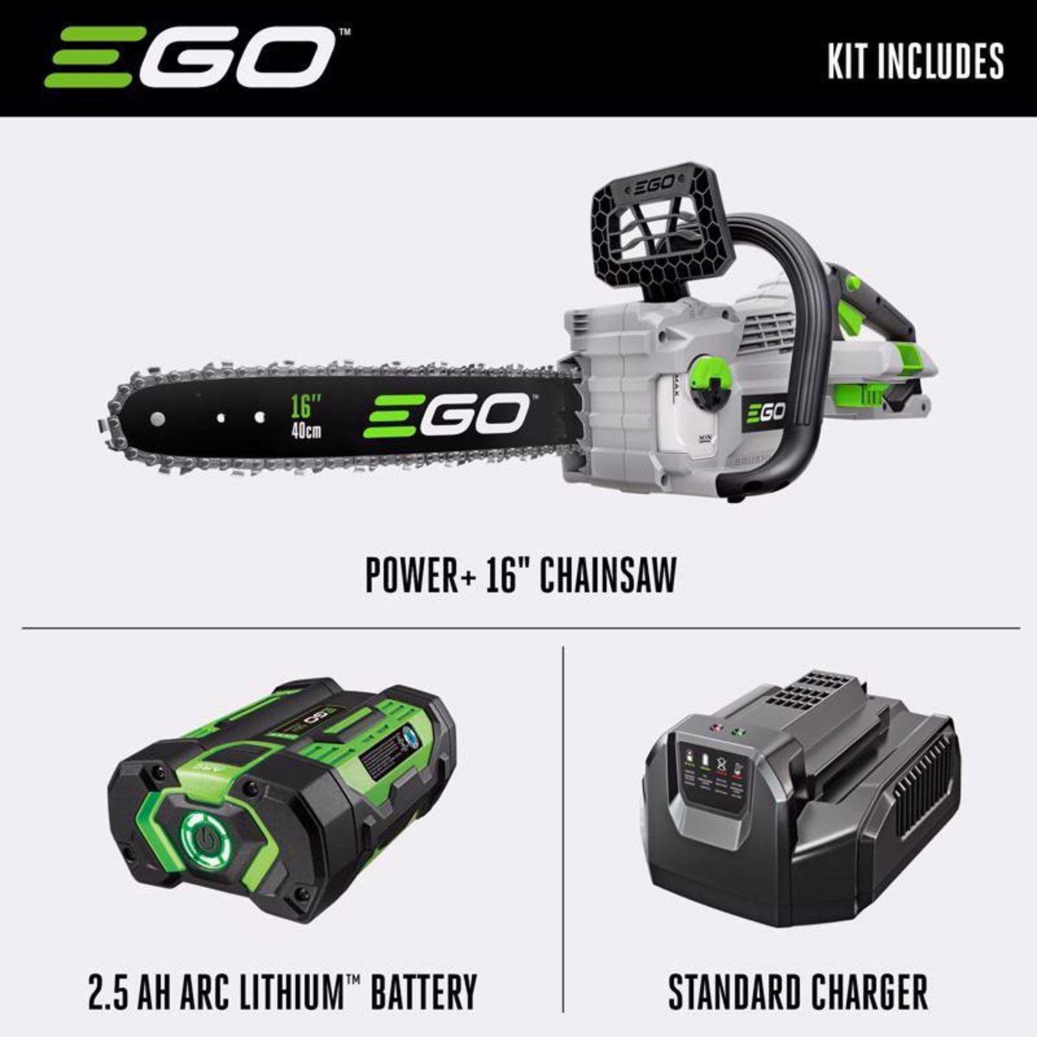 EGO Power+ CS1611 16 in. 40 cc 56 V Battery Chainsaw Kit (Battery & Charger)