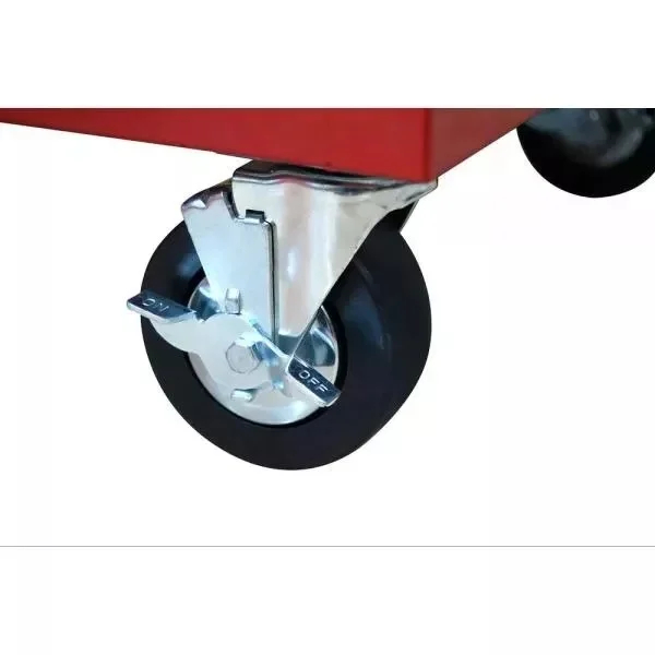 52 inches. 24 inches wide. D 9 drawer bright red mobile workbench