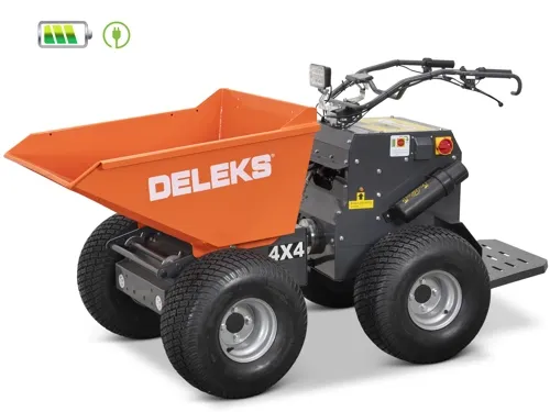 DELEKS&reg; XE-4WDHG Electrified 4x4 Minidumper, 2 electric motors 800W/48V, hydraulic tipping, dumper body, operator platform, load 400kg, turf tires.