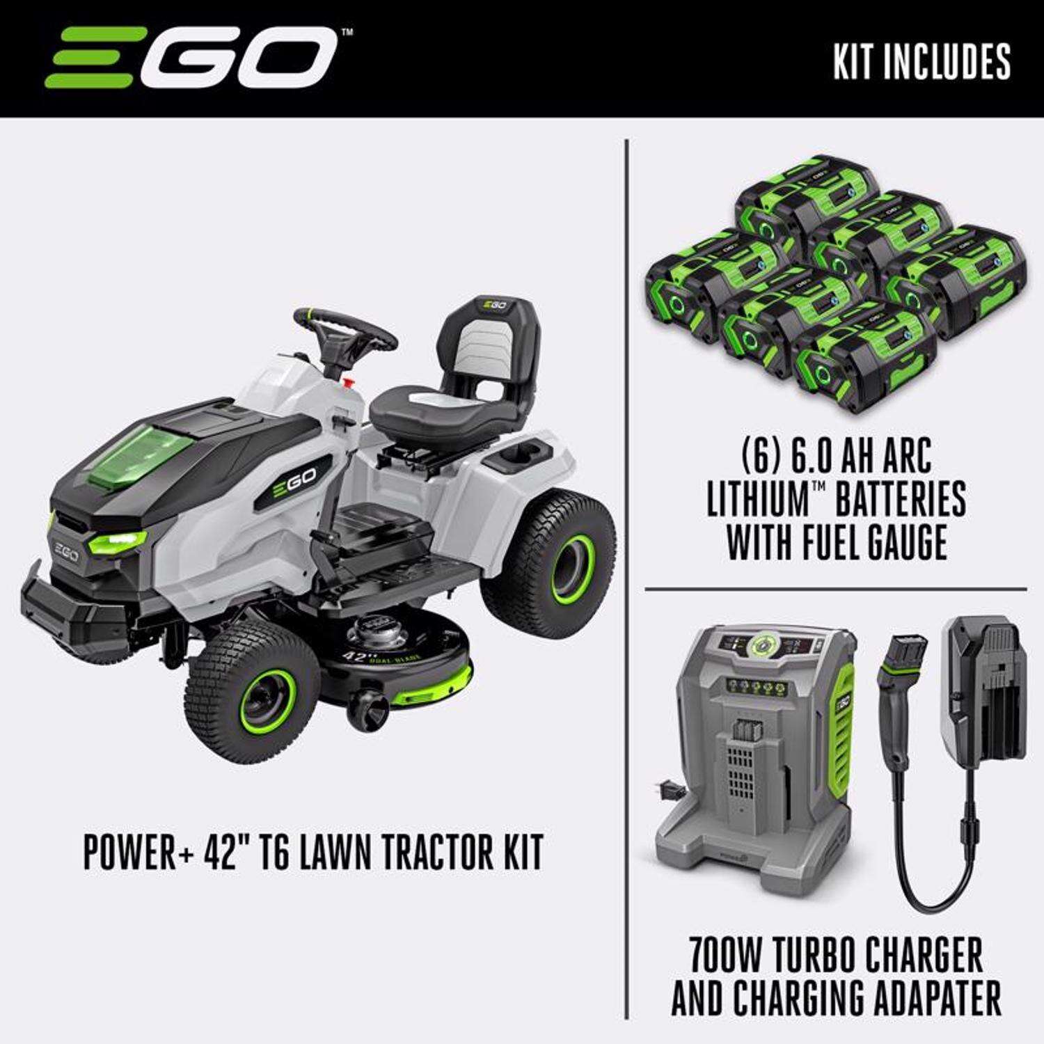 EGO Power+ T6 TR4204 42 in. 56 V Battery Riding Mower Kit (Battery & Charger)