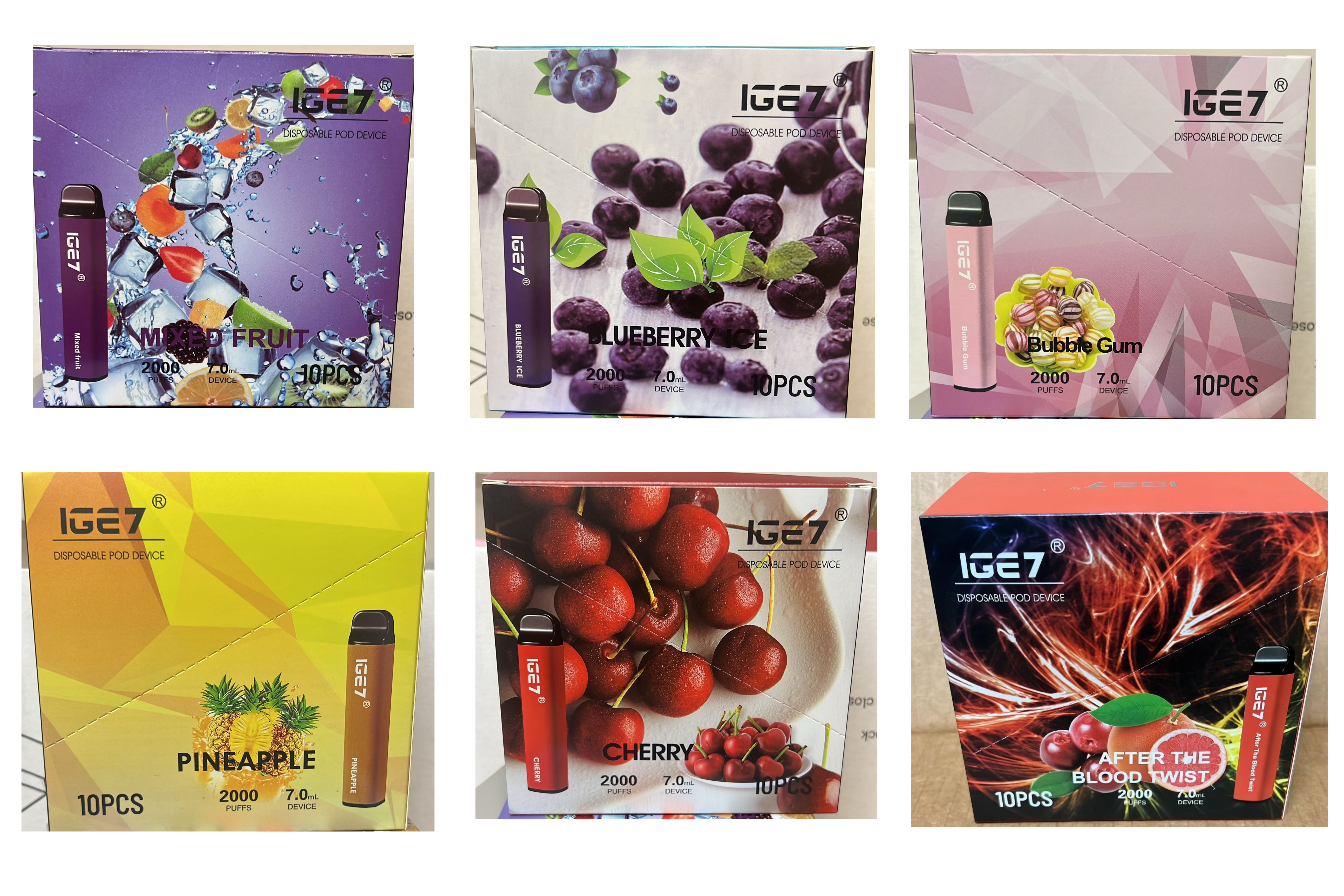IGE7 e-cigarette 2000 puffs 【Multiple Flavors - Randomly Shipped】