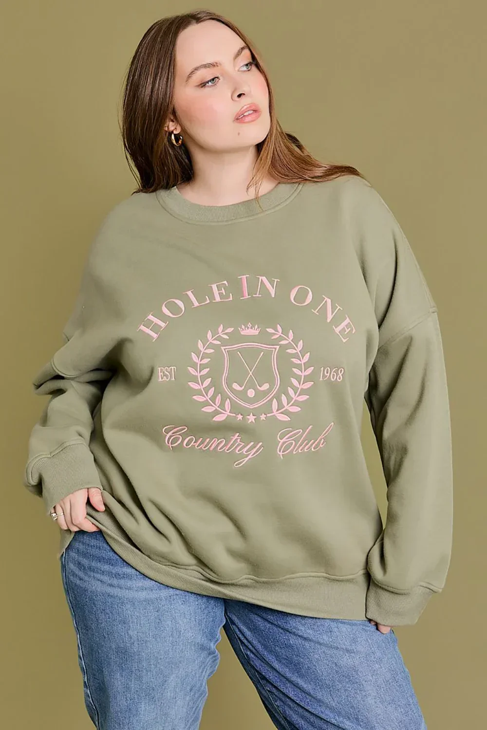 Plus Size Hole In One Country Club Vintage Golf Oversized Sweatshirt
