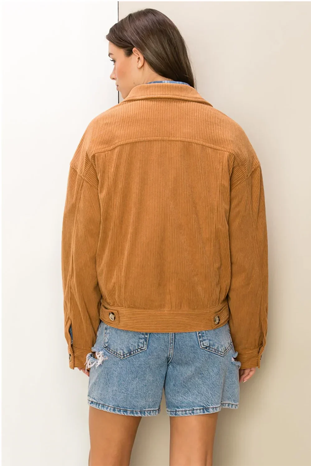 Corduroy Button Up Jacket for Boutique Women's Trendy Fall Outerwear