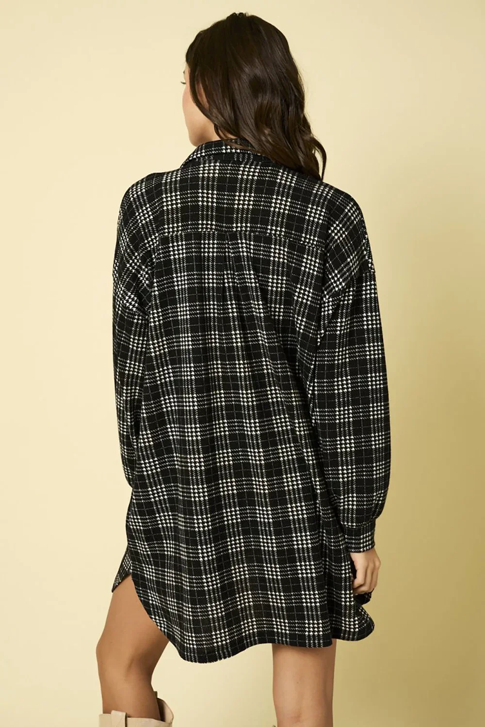 Plaid Button-Up Pockets Oversized Shirt Jacket