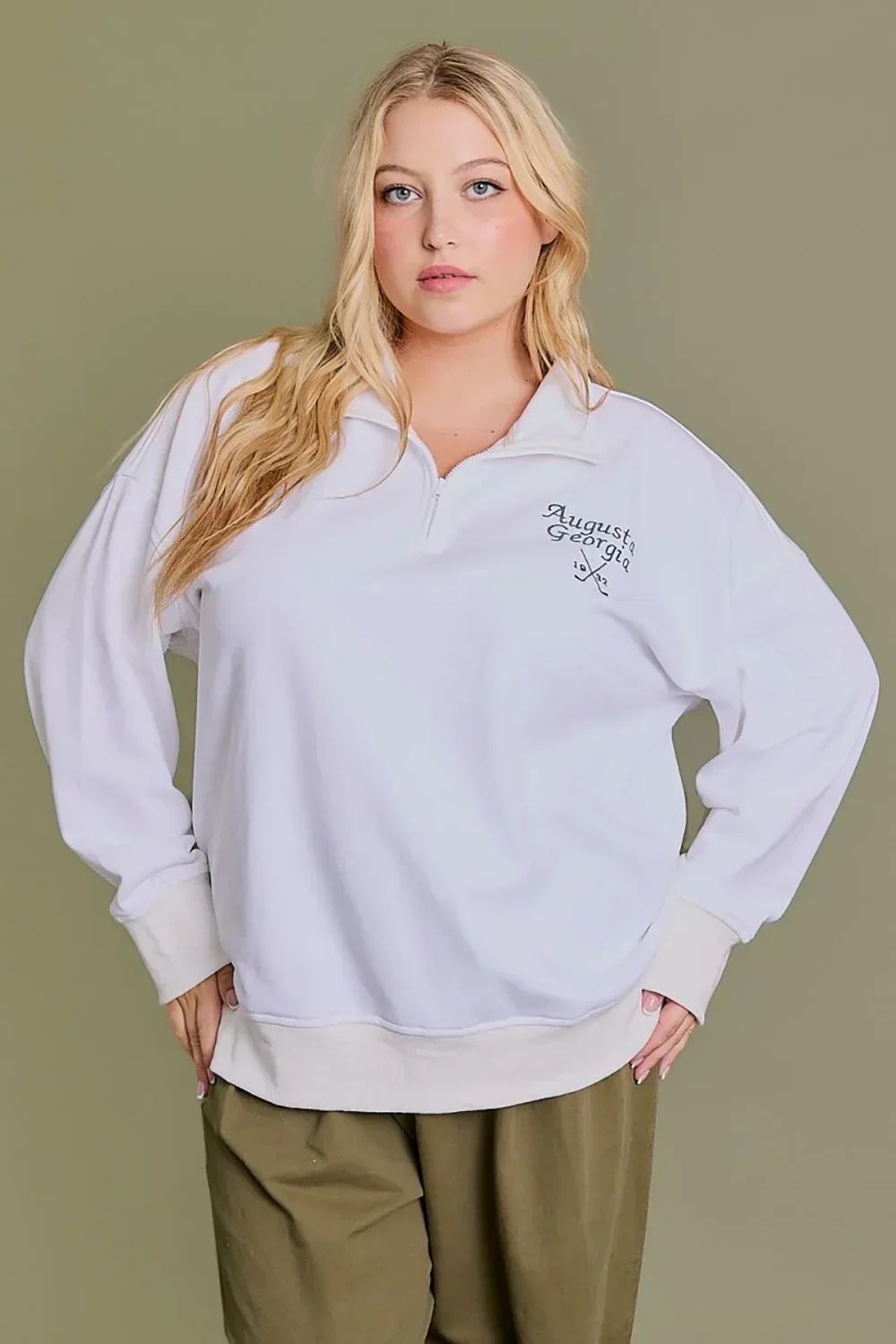 Plus Size Augusta Georgia Golf Club Quarter Zip Cotton Pullover Sweatshirt