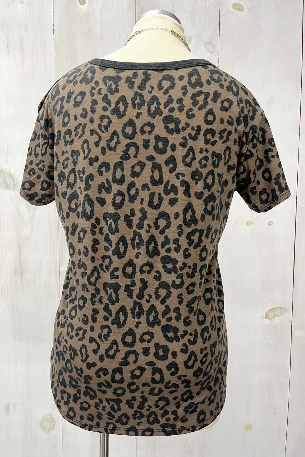 Plus Size Cheetah Print Button Front Relaxed Fit Short Sleeve Casual Top