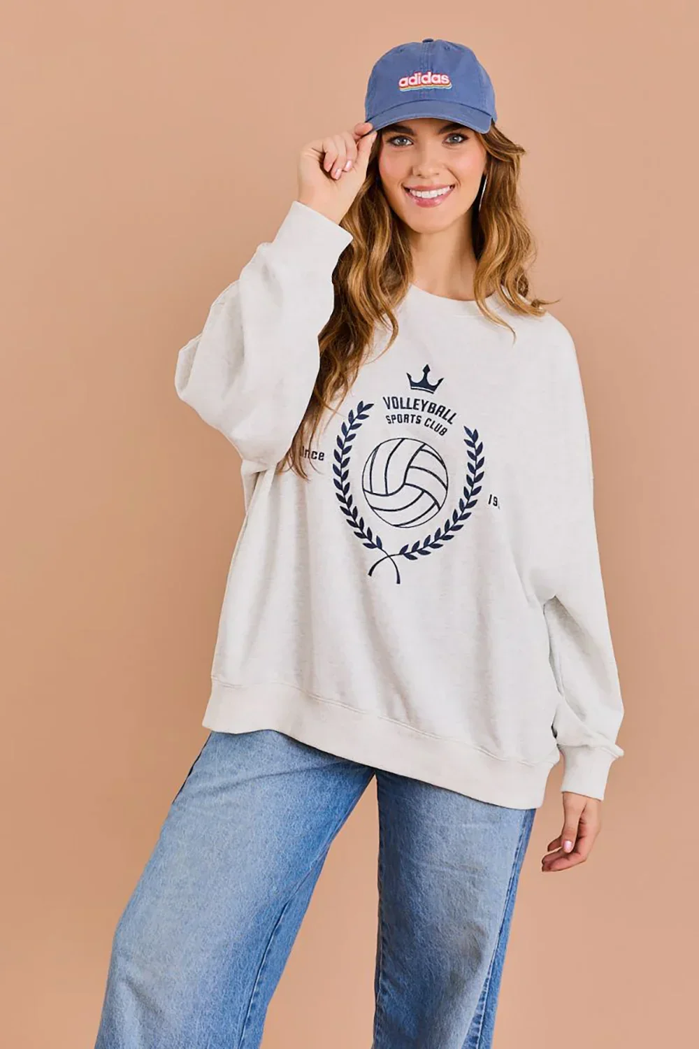 Plus Size Volleyball Sports Club Vintage Athletic Graphic Pullover Sweatshirt