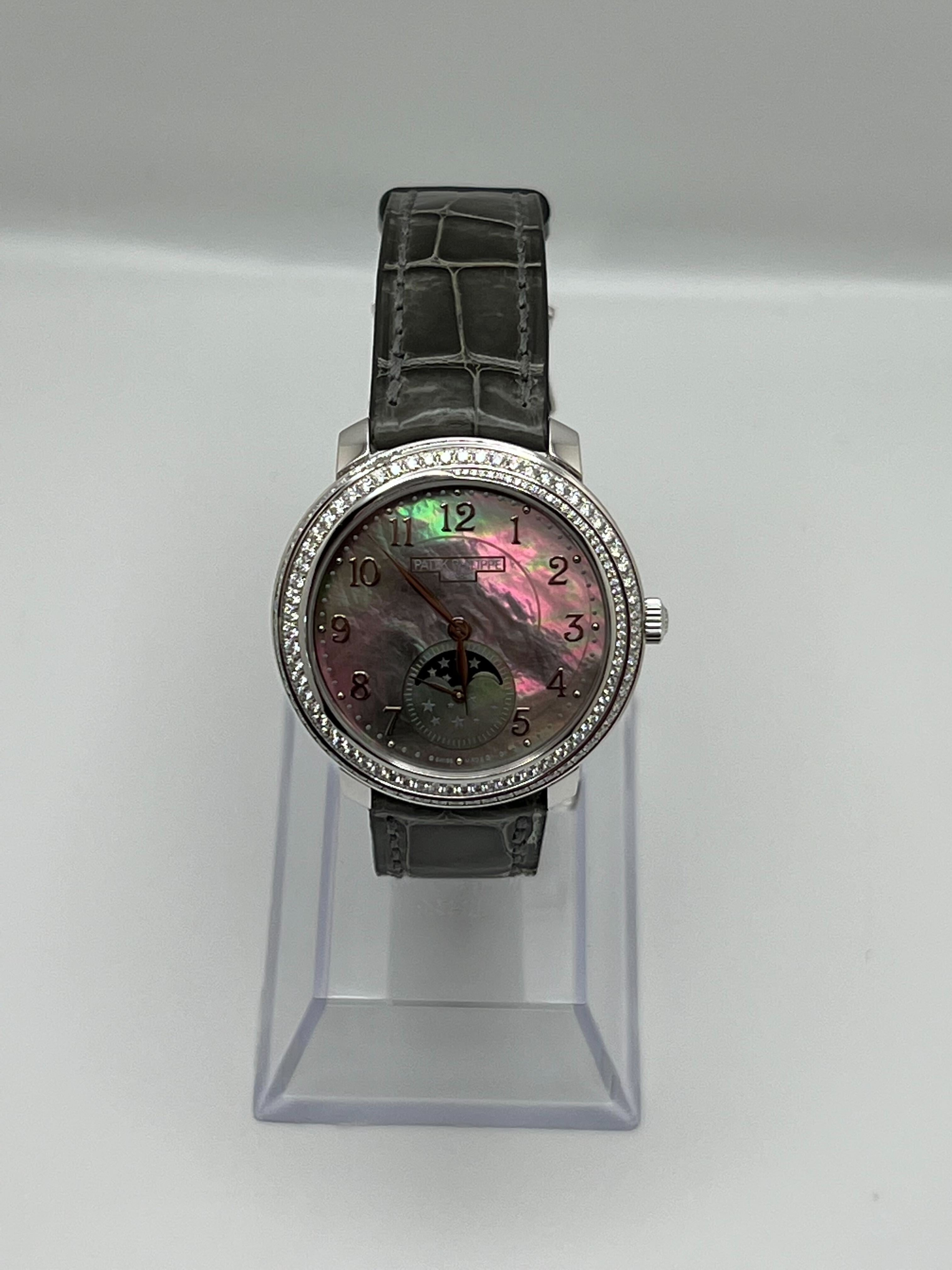 Patek Philippe Complications Moon Phase White Gold Black Tahitian Mother of Pearl Diamond 4968G-001