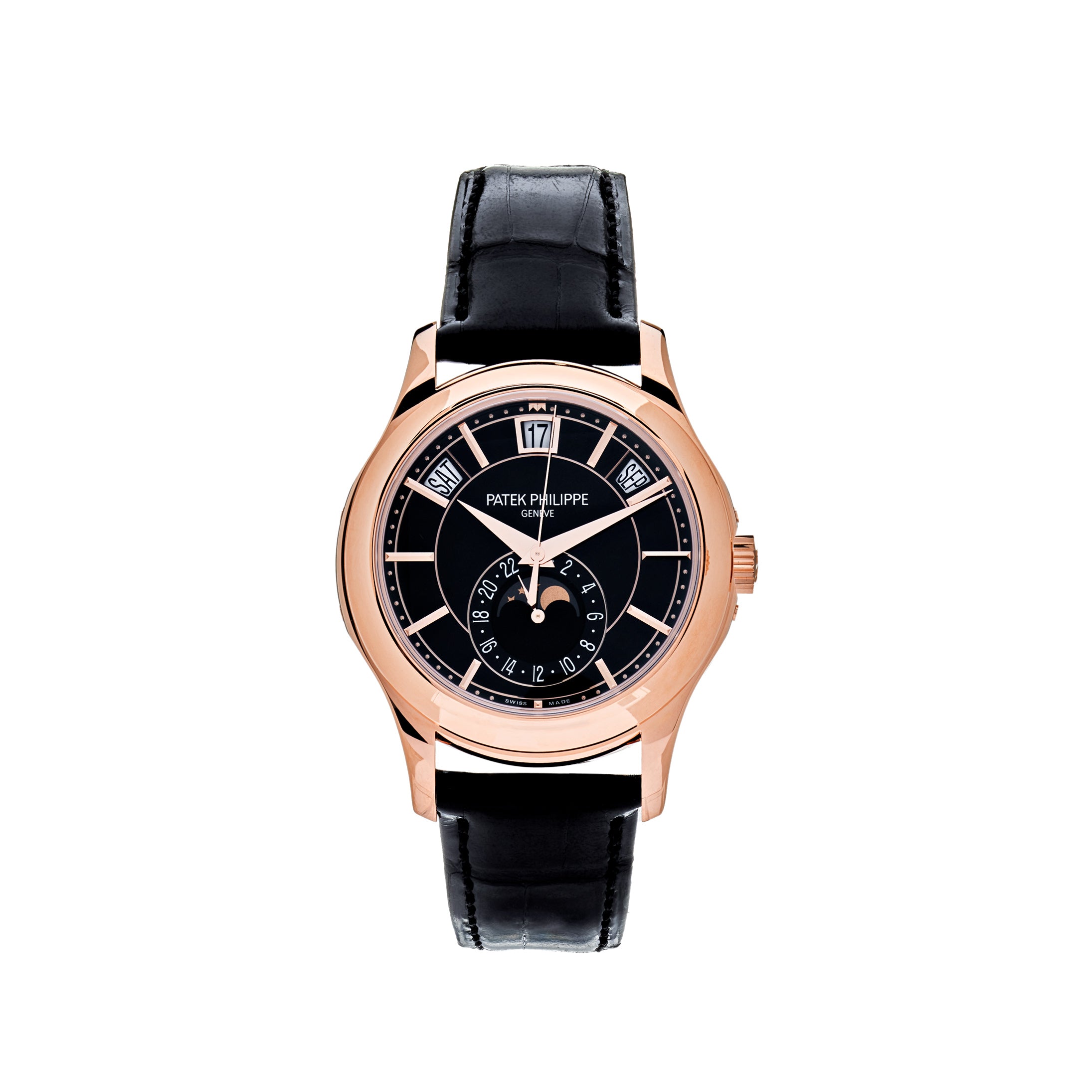 Patek Philippe Annual Calendar Complications Rose Gold Black Dial 5205R-010
