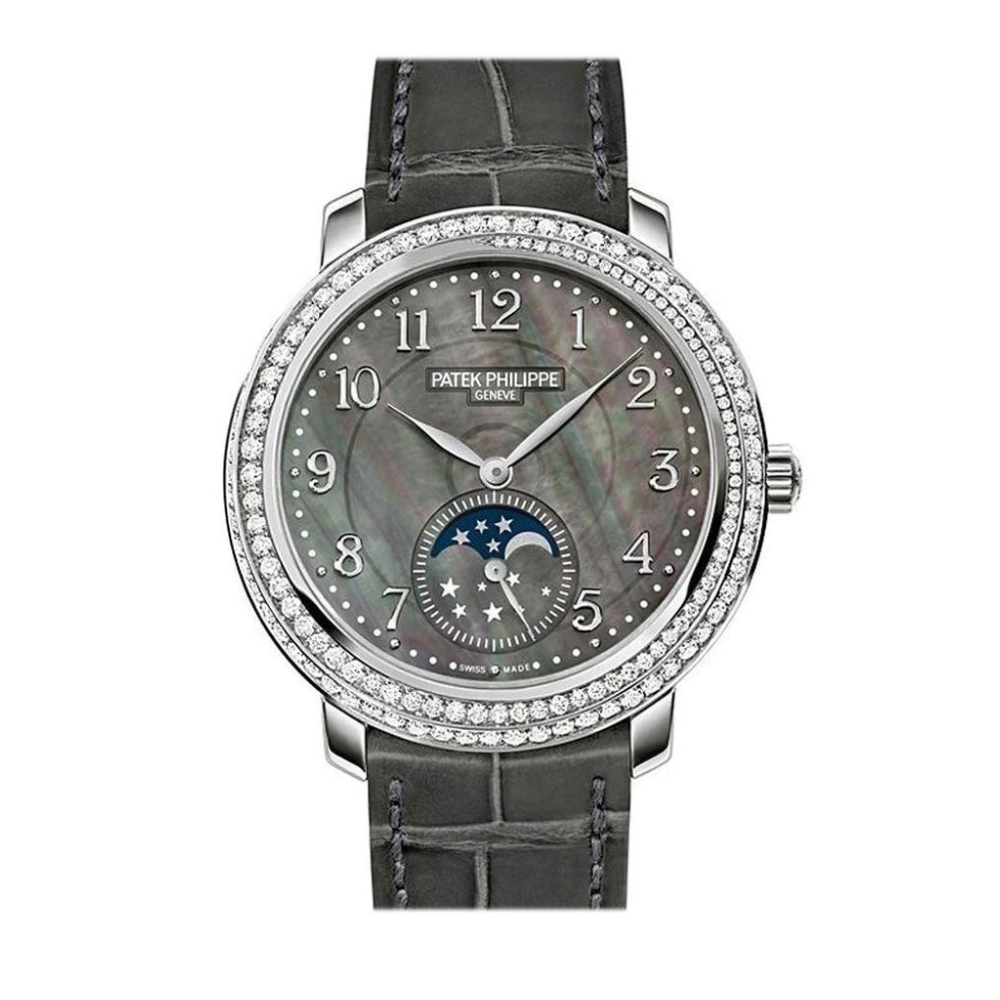 Patek Philippe Complications Moon Phase White Gold Black Tahitian Mother of Pearl Diamond 4968G-001