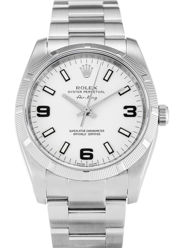 Replica Rolex Air-King 34mm White Dial 114210