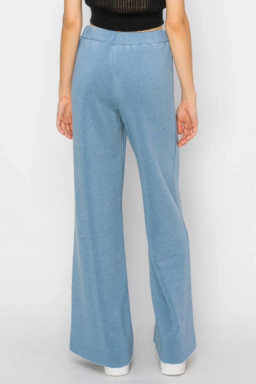 Scuba High Waist Wide Leg Drawstring Lounge Powder Blue Sweatpants