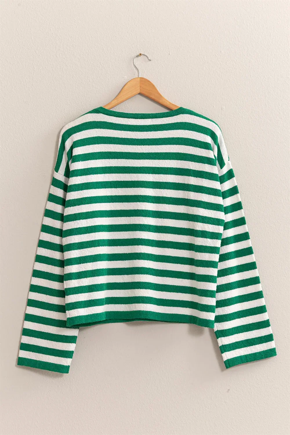 Classic Horizontal Striped Soft Knit Crew Neck Relaxed Fit Long Sleeve Pullover Sweater