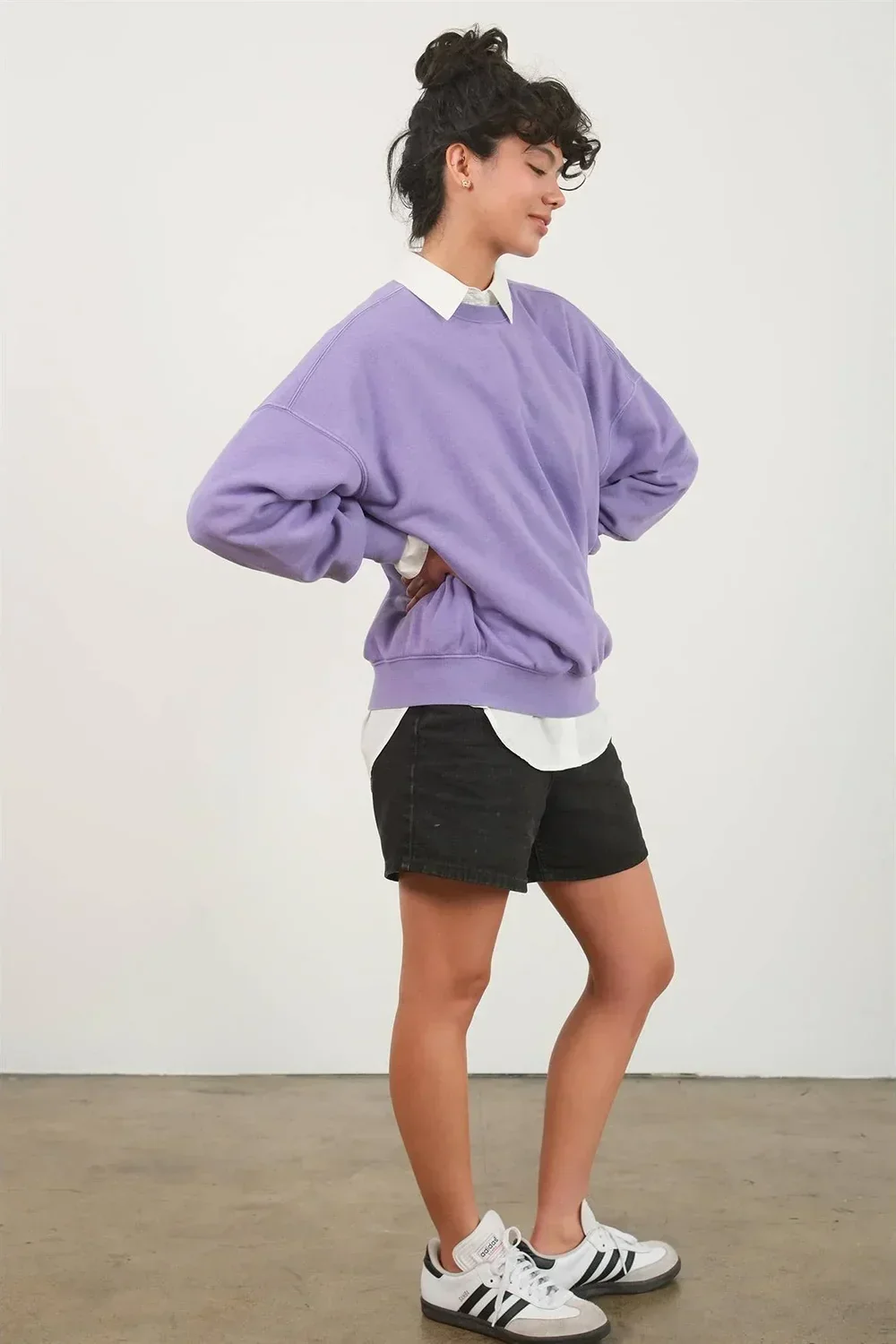 Crew Neck Purple Lavender Pullover Boutique Fashion Sweatshirt