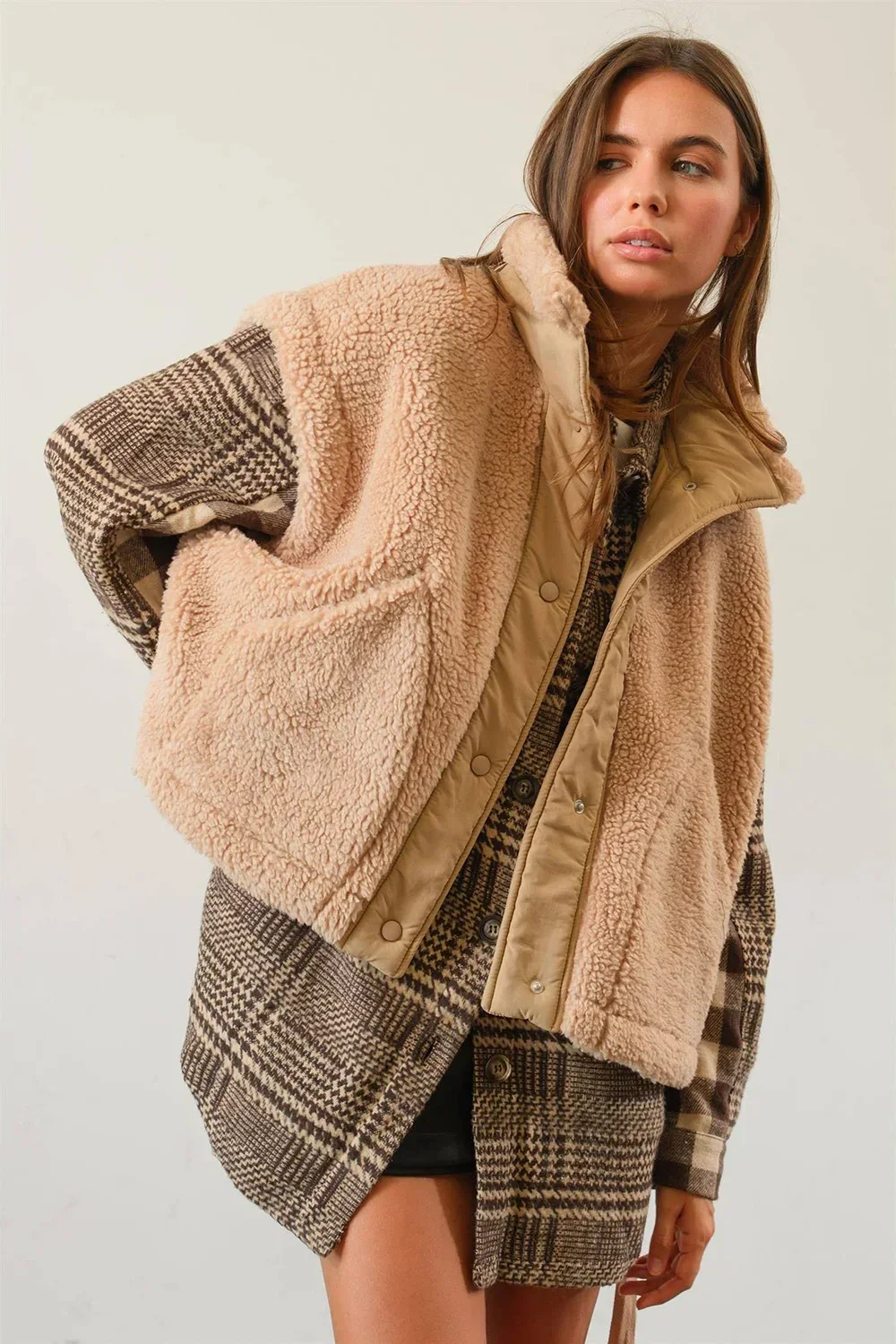 Cozy Beige Sherpa Fleece Teddy Bear Oversized Neutral Layering Vest